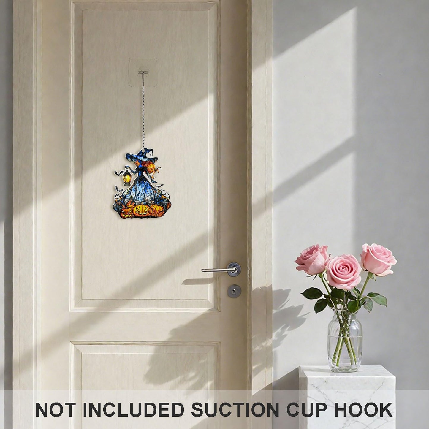 Halloween Witch Ornament Acrylic Suncatcher Window Hanging Wall Decor for Indoor Outdoor Doors Home