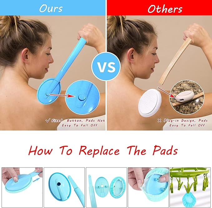 Easy Lotion Applicator, Back Rubs Massager Bath Brush, Extra Long Handle, Easily Self Apply Lotions, Great for Body Care