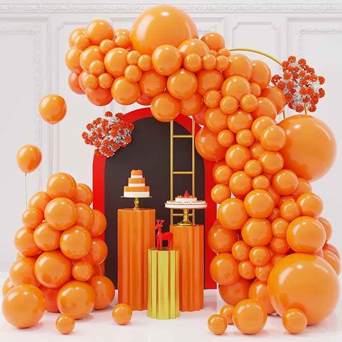 Orange Balloon Arch Kit 130pcs – Pastel & Light Orange Latex Garland for Halloween, Graduation & Birthday Parties