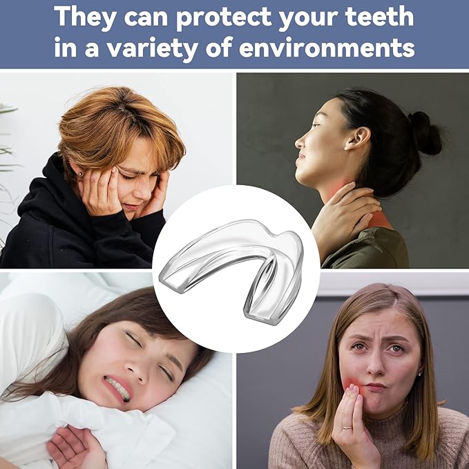Mouth Guard for Teeth Grinding, Pack of 8 Moldable Mouth Guards for Clenching Teeth, Comfortable Night Guard for Adult Men Sport Athletic, Whitening Tray