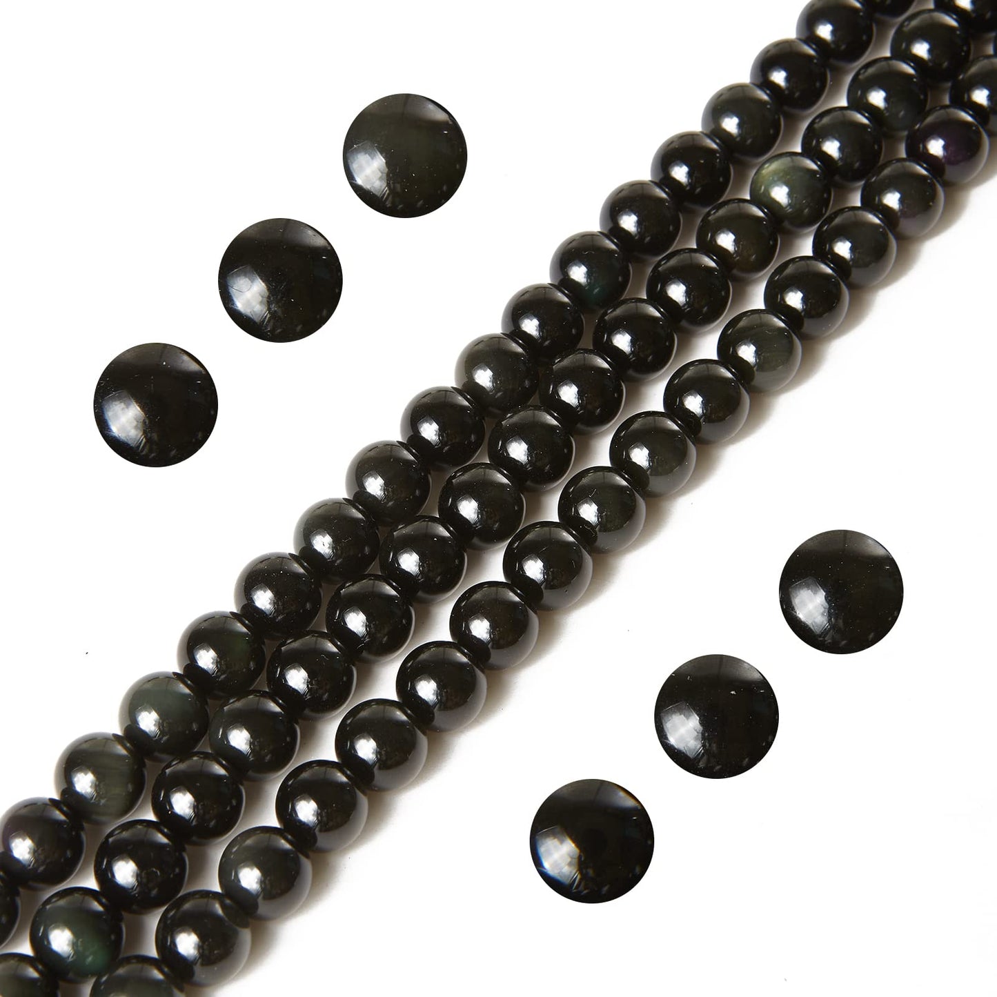 60pcs 6mm Black Obsidian Beads Natural Gemstone Beads Round Loose Beads for Jewelry Making