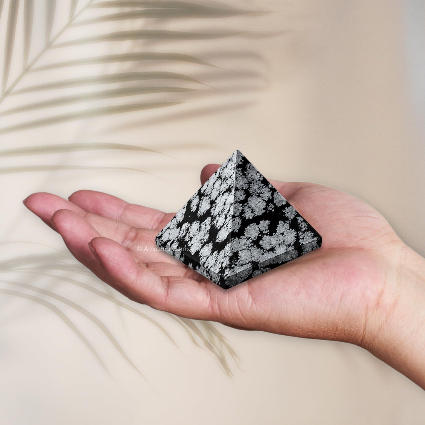 Amazing Gemstone Snowflake Obsidian Pyramid Crystal Healing Stones - 1.5" Great Pyramid Figurine of Natural Stone Pyramid for Meditation, Reiki, Chakra Balancing and Crystal Pyramids Grid