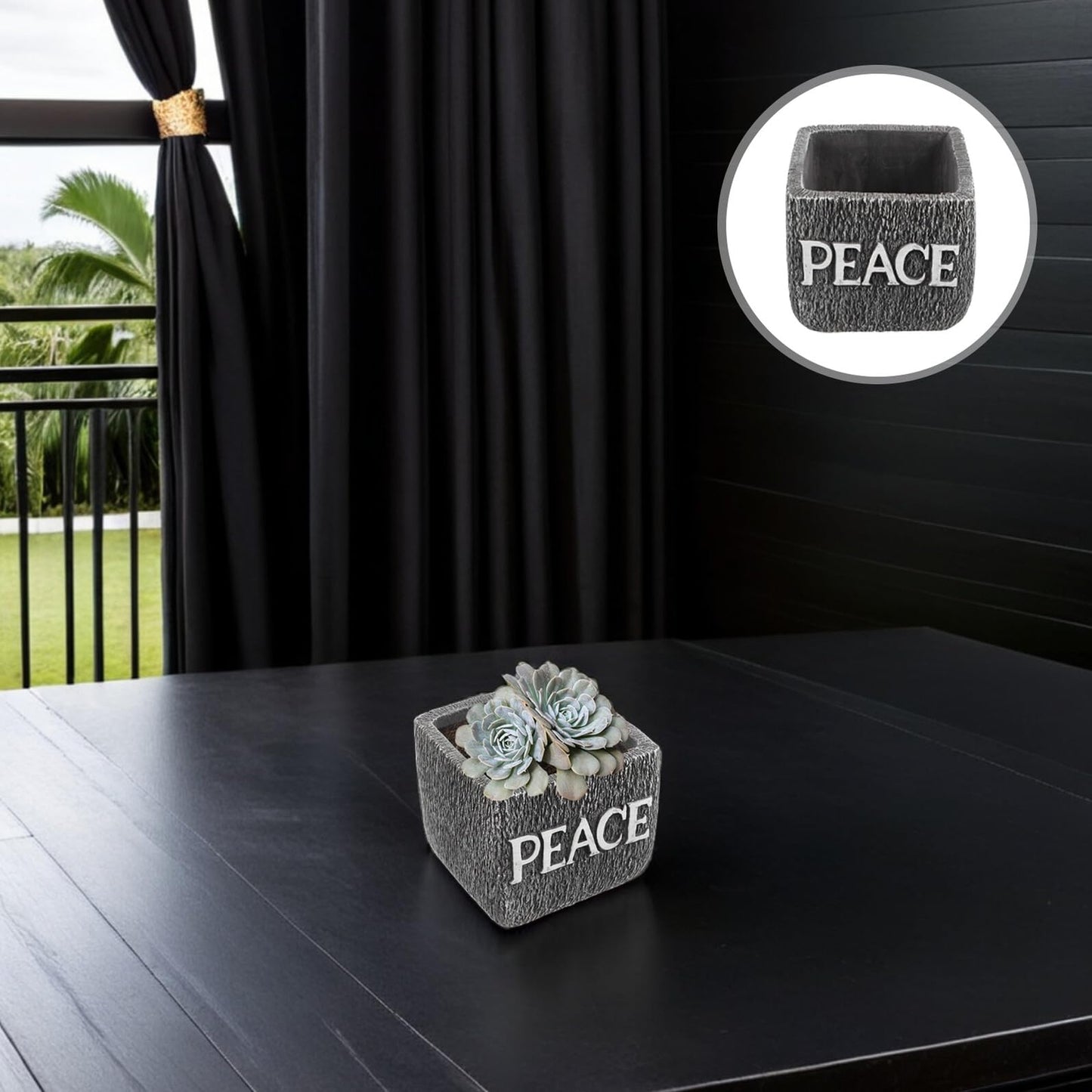 Kisangel Cement Succulent Planter Pot for Indoor Plants, Rustic Concrete Desktop Flower Pot with Dark Grey Finish, Decorative Garden Container Suitable for Office and Home Use