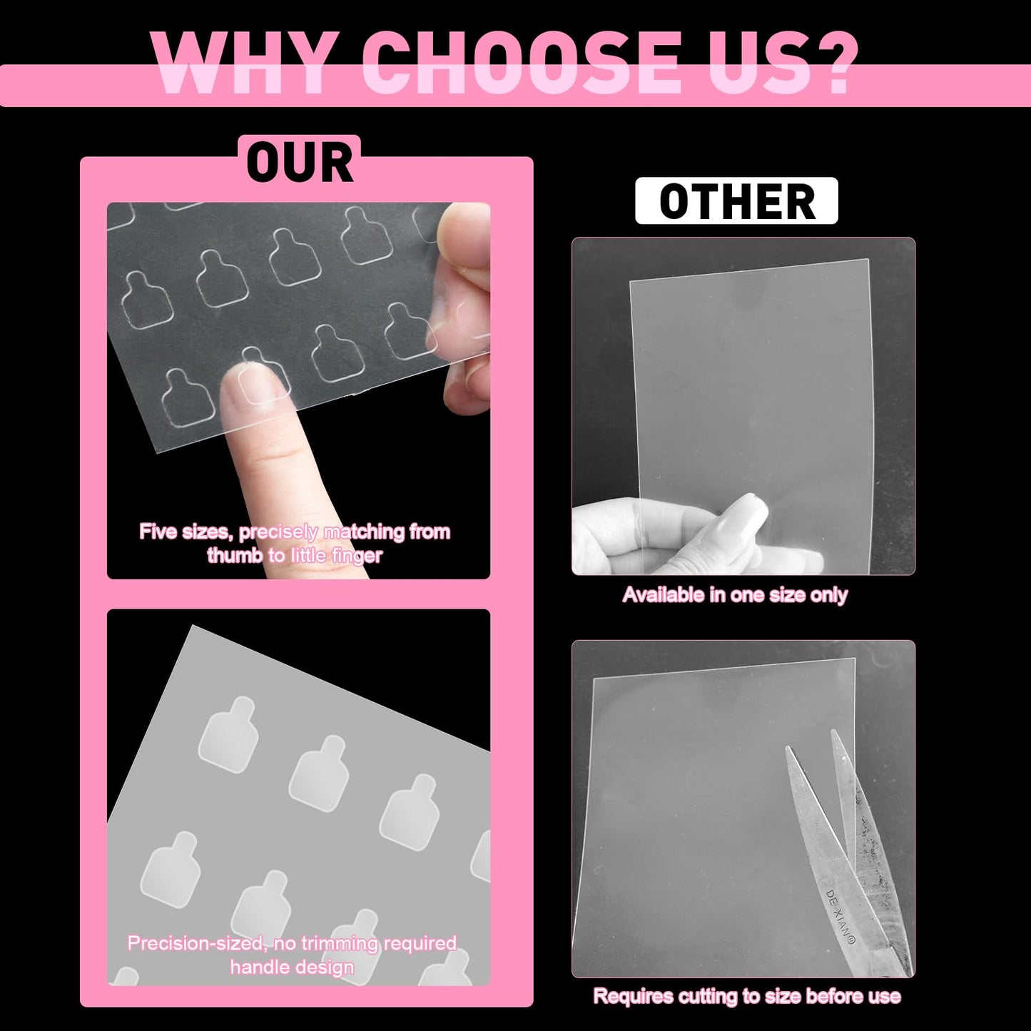 Nail Repair Patches for Damaged Nails - 580 Units Pre-cut Nail Repair for Fixation & Isolation Layer, Recovery Protective Layer for Acrylic Various Sizes, Easy to Use, Invisible & Instant