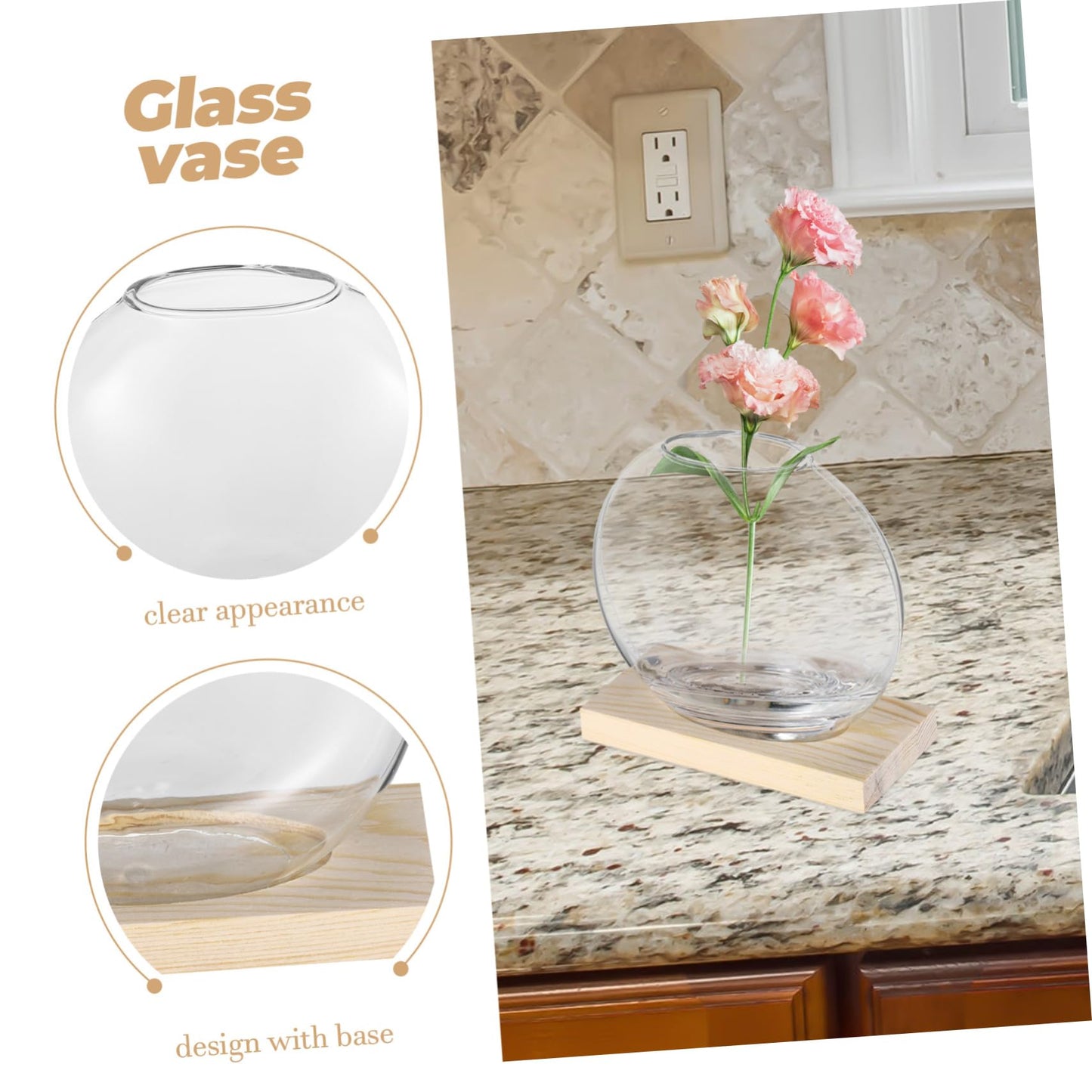 MERRYHAPY 2sets Glass Base for Plant Propagation Stylish Terrarium for Decor for Hydroponic Plants and Floral Displays