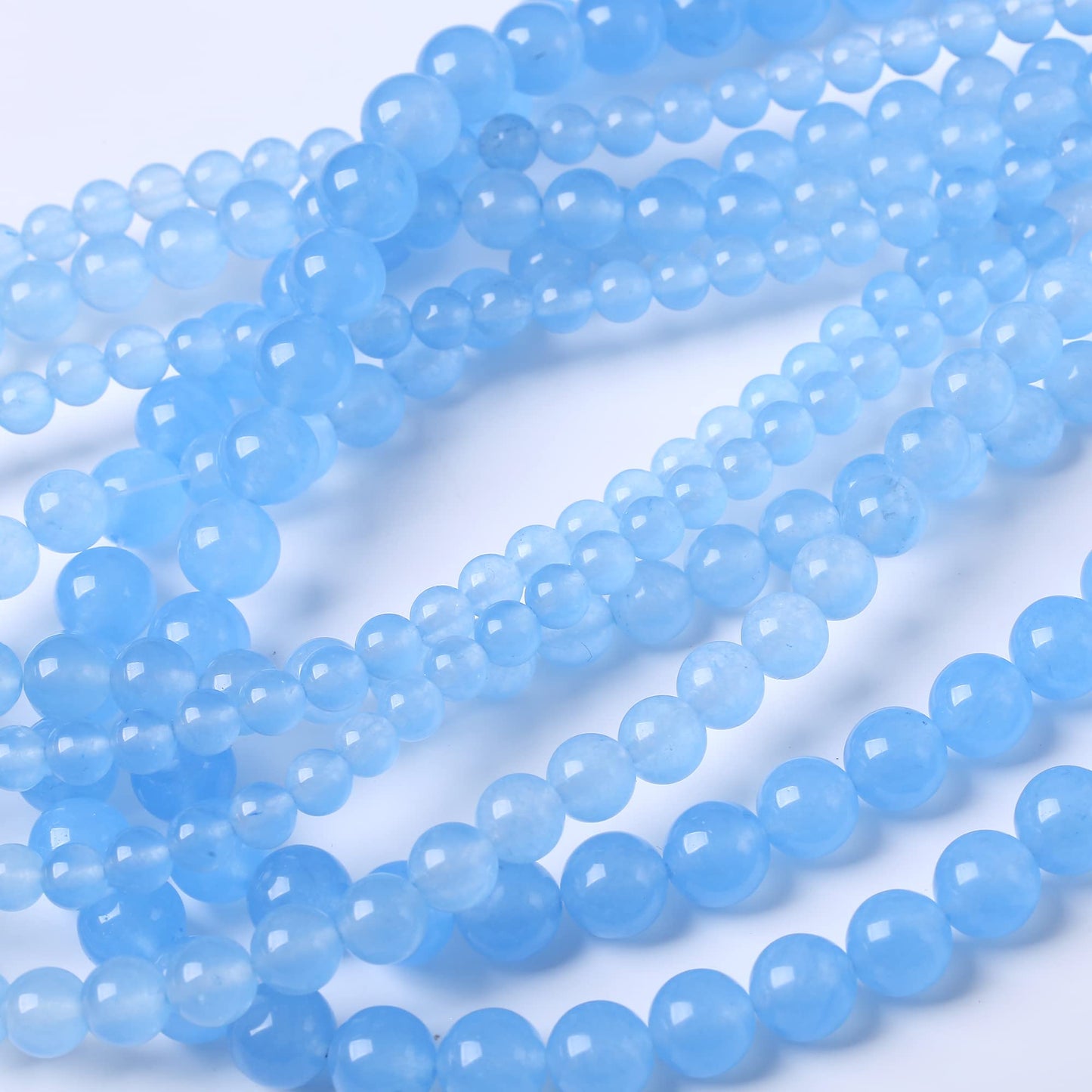 10MM Blue Chalcedony Round Loose Beads Natural Gem Beads Crystal Energy Stone Beads for Jewelry Making DIY Bracelet Necklace