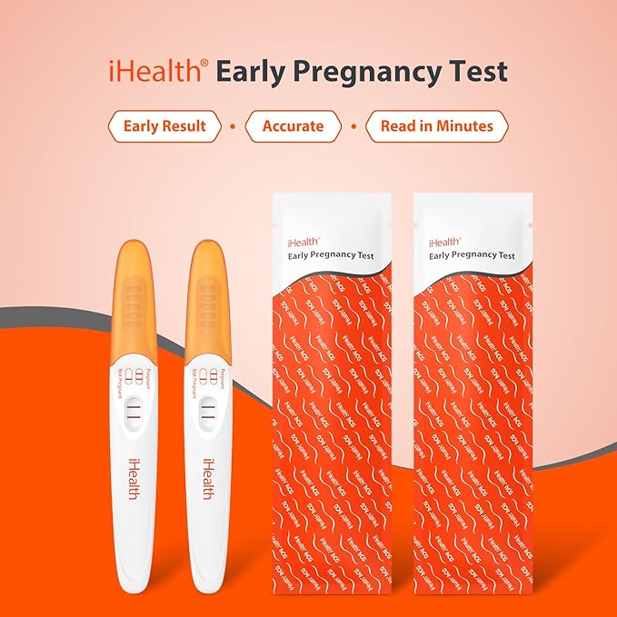 iHealth Early Detection Pregnancy Test, 2-Pack 99% Accurate Home HCG Test Kit, Results 6 Days Sooner with High-Sensitivity 10mIU/mL, Easy Dip & Read Clear Results