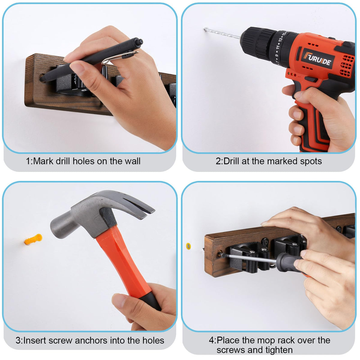 Broom Holder Wall Mount