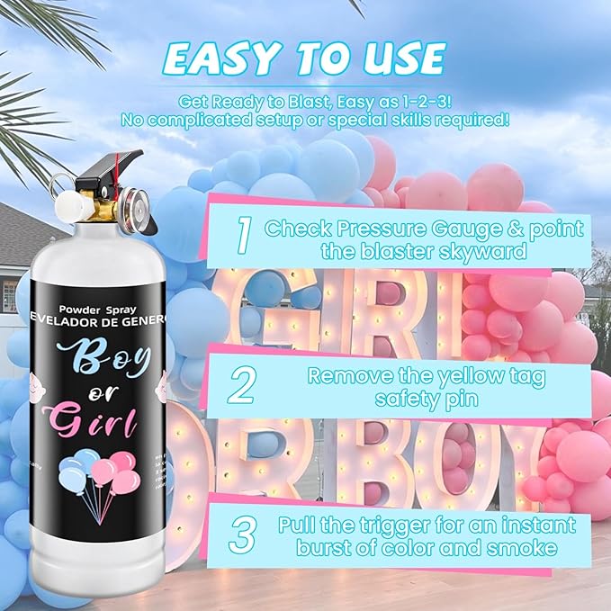 Gender Reveal Fire Extinguisher Smoke Powder for Gender Reveal Party Ideas 1 Pink 1Blue Large Gender Reveal Smoke Powder with Tissue Safe Powder Boy Girl Fire Extinguisher Baby Gender Reveal