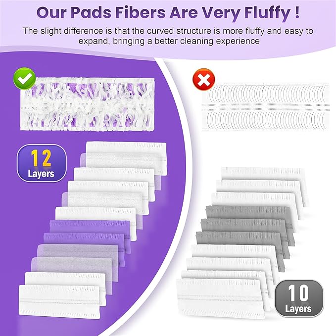 24 Pack Disposable Power Mop Pads Refills Compatible with Swiffer Power Mop Multi-Surface Replacement Mopping Refills Pads for All Hard Floor Cleaning