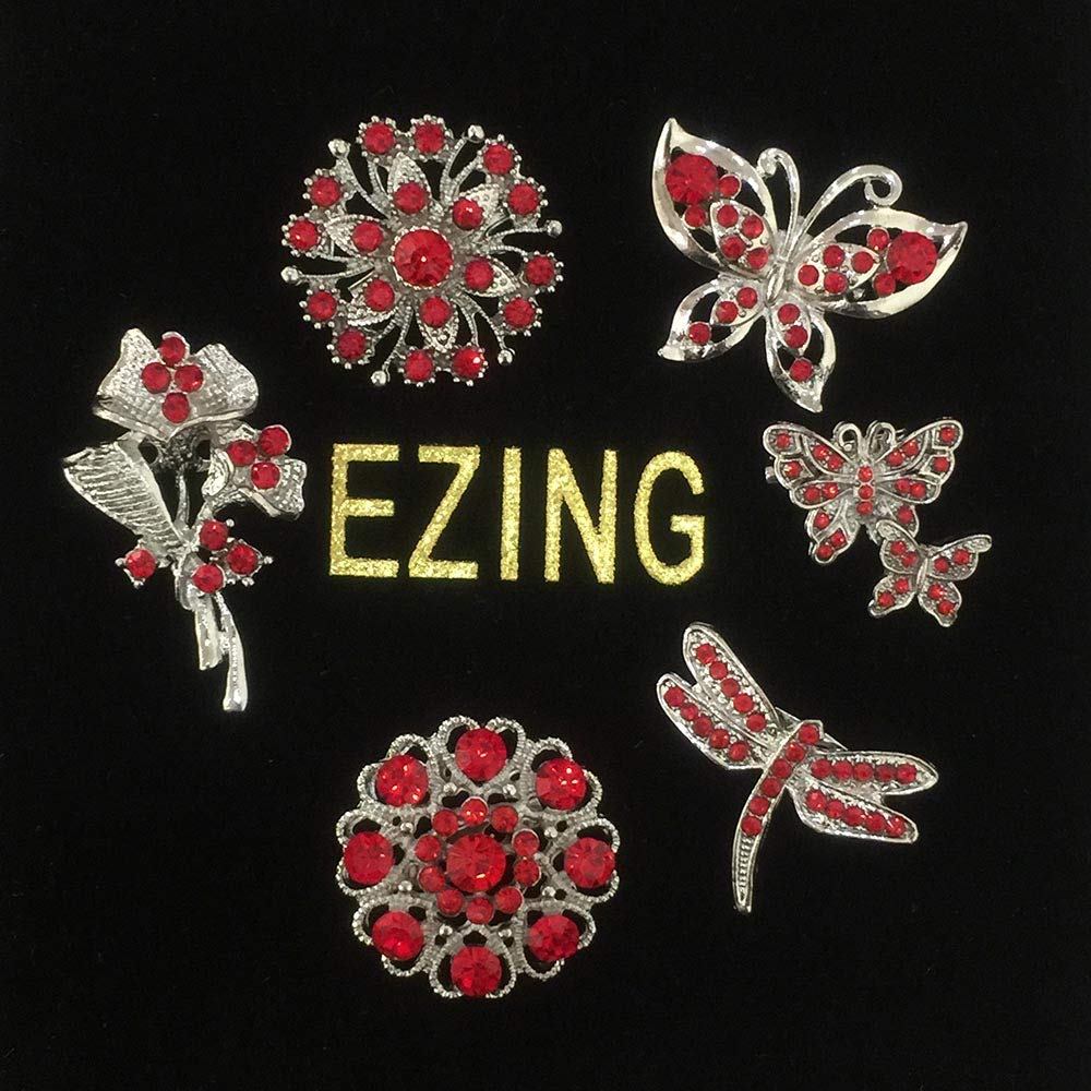 Ezing Lot 24pc Shining Rhinestone Crystal Brooches Pins DIY Wedding Bouquet Kit (H)