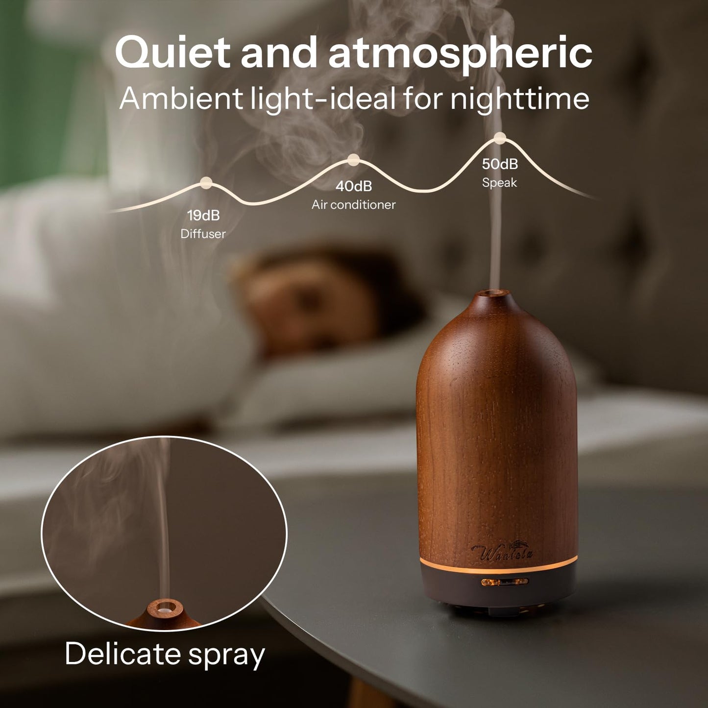 Wanlola 120ml Wood Essential Oil Diffuse - Oil Diffuser for a Pleasant Indoor Atmosphere -Aromatherapy Diffusers for Home or Office