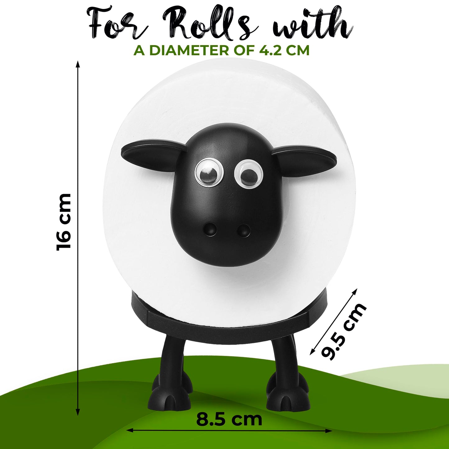 VELENTI Sheep Toilet Roll Holder, Free Standing Bathroom Set, 3D Printed, Funny Hilarious Black Sheep Loo Roll Holder, Tissue Paper Storage, Cute Bathroom Decor, X3, Set of 3