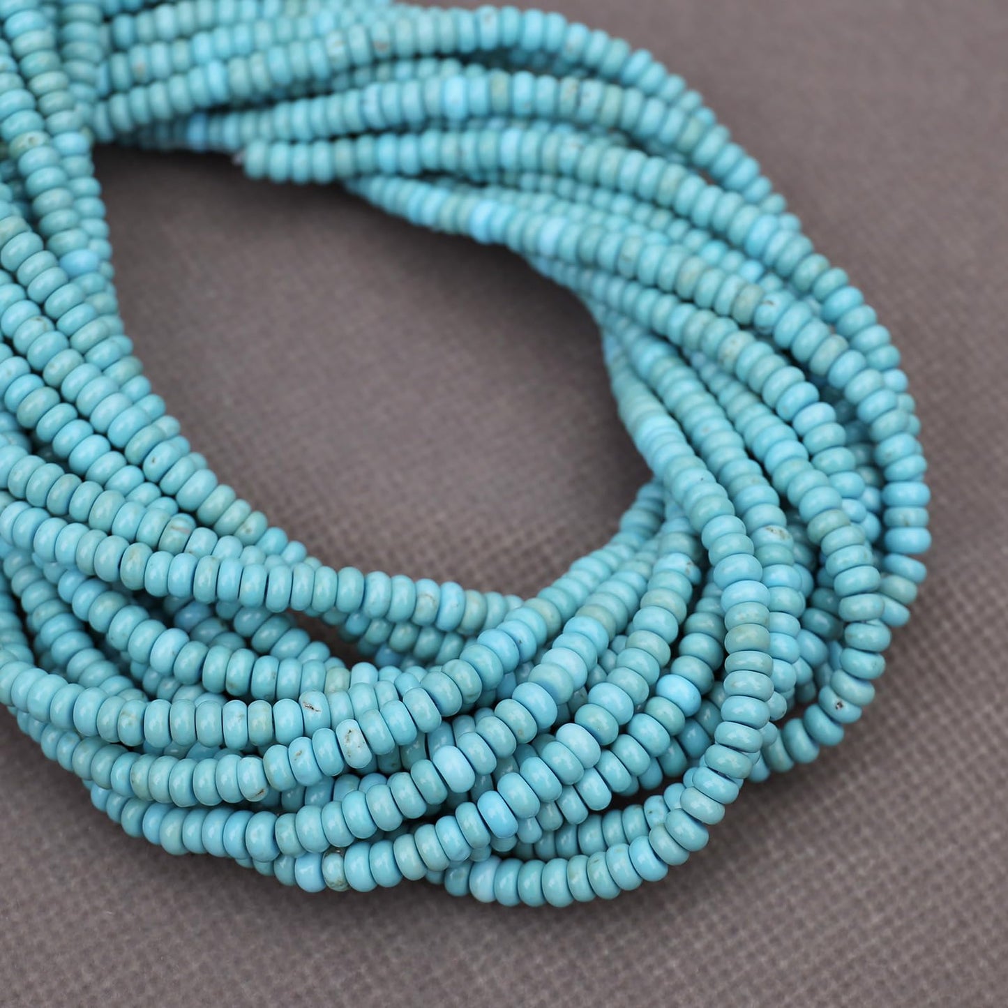 BONNY BOXX 1 Strand (150PCs) Natural 2 * 4mm Blue Turquoise Rondelle Beads, Natural Abacus Disk Stone Beads Loose Spacer Gemstone for DIY Bracelet Necklace Jewelry Making