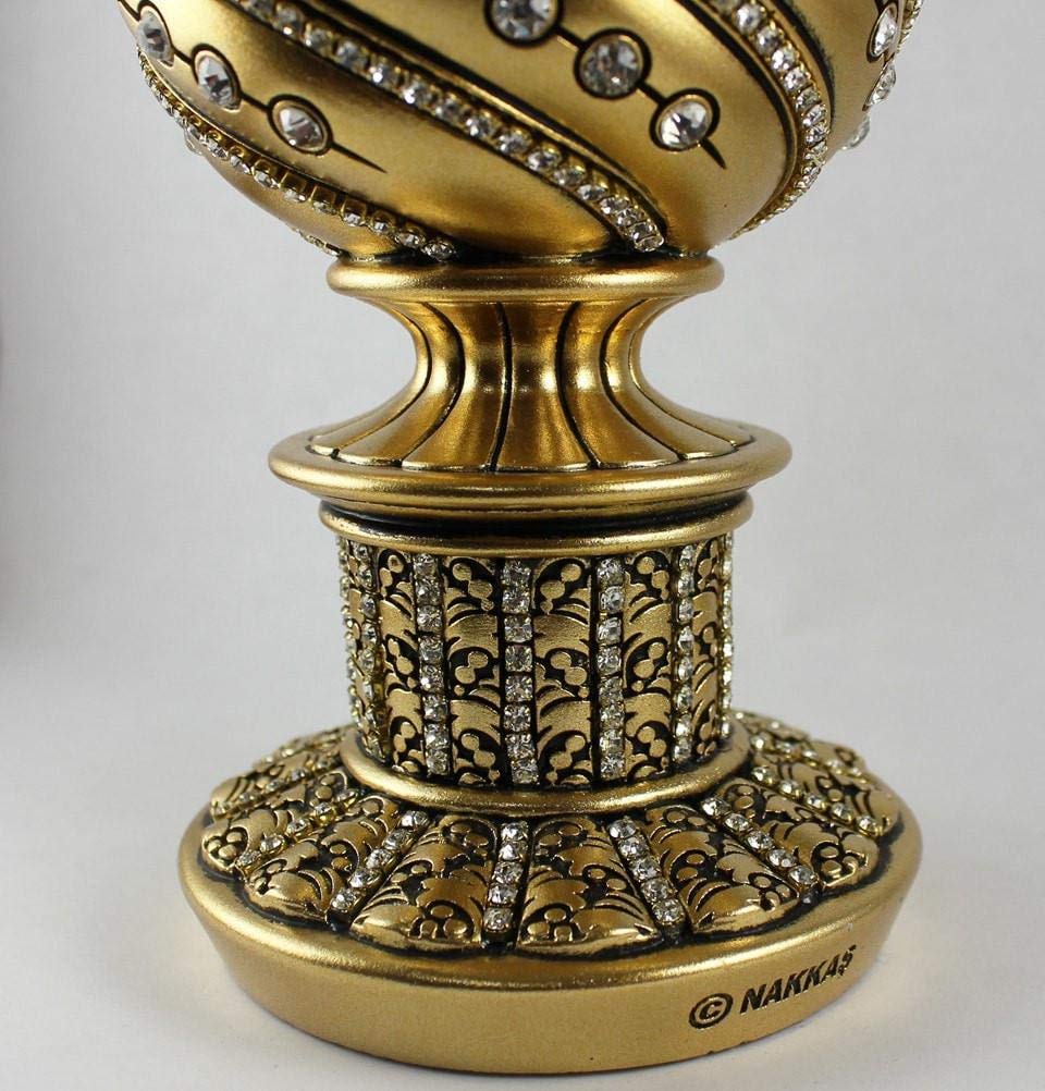 Islamic Table Decor Gift Egg Sculpture Statue Muslim Showpiece Home Decor Gifts Eid Ramadan Arabic Ayatul Kursi (6.3in Gold)