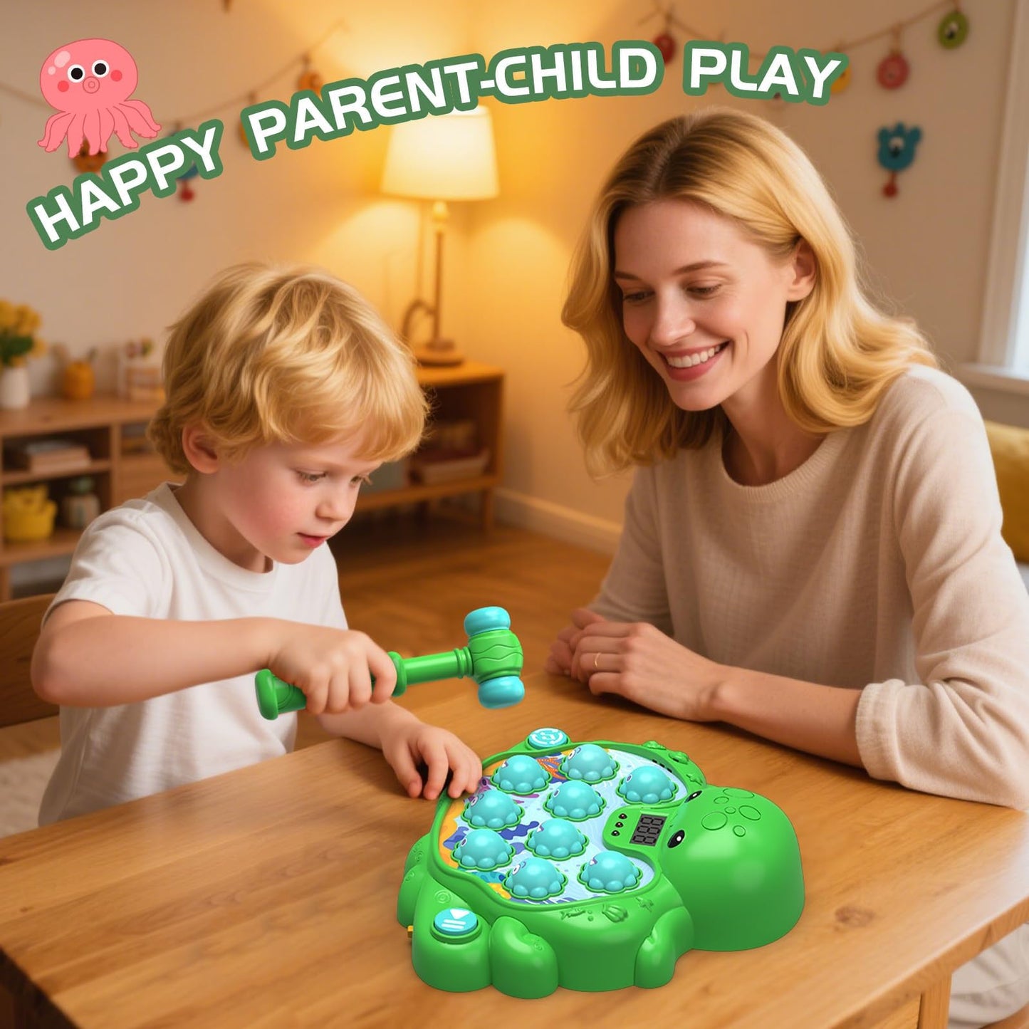 JOYBLI Octopus Vitality Strike Game, Educational Musical Whack-A-Mole Toy with 2 Game Modes, Digital Score Display, Toddler Early Developmental Learning Toy, Fun Birthday Gift for Kids Age 2+