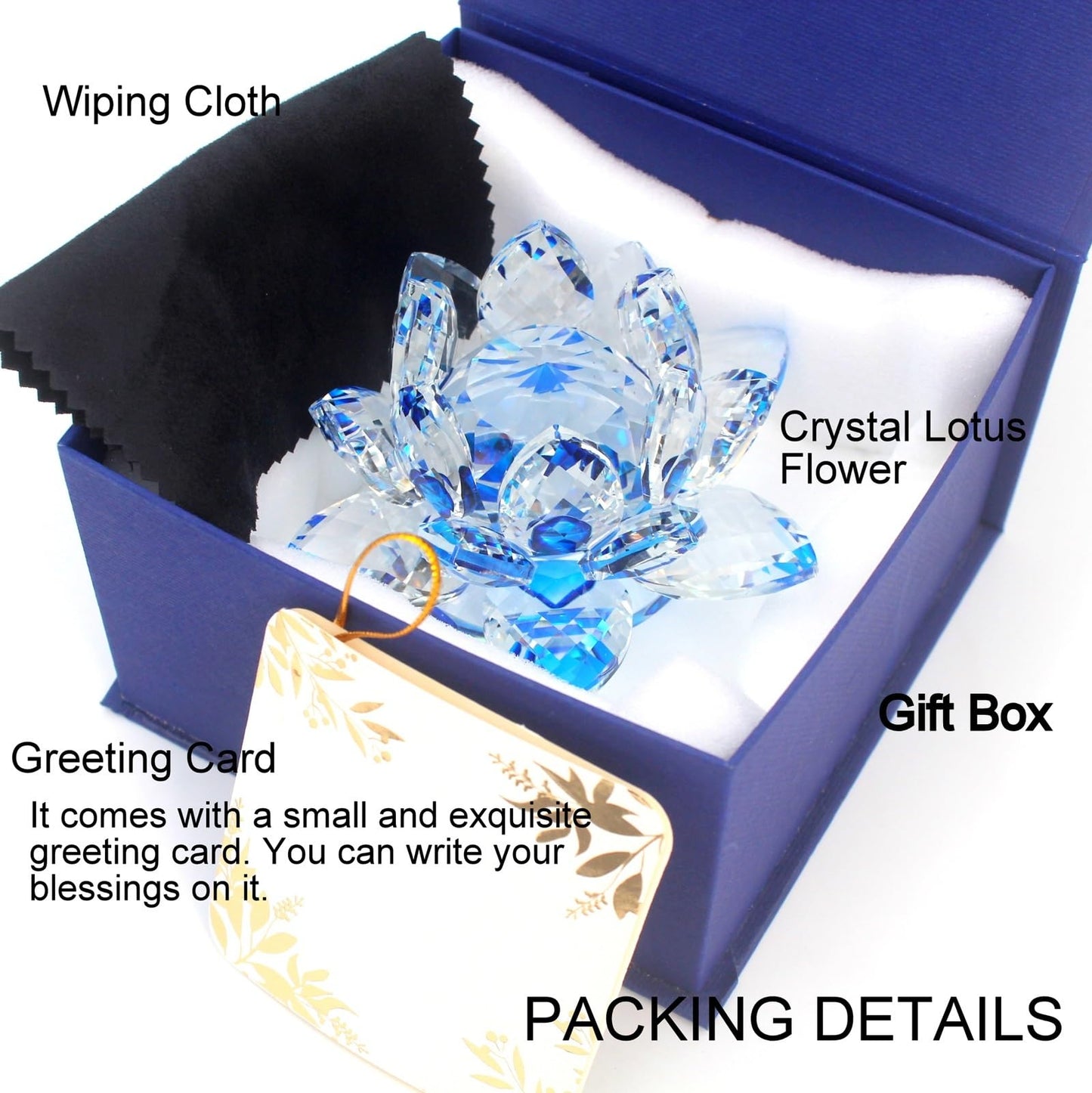TENGFENG Sparkle Crystal Lotus Flower - 4'' Hue Reflection Clear Crystal Lotus for Feng Shui Home Decor Sun Catcher Ornaments or Paper Weight with Gift Box (100MM) Transparent RED