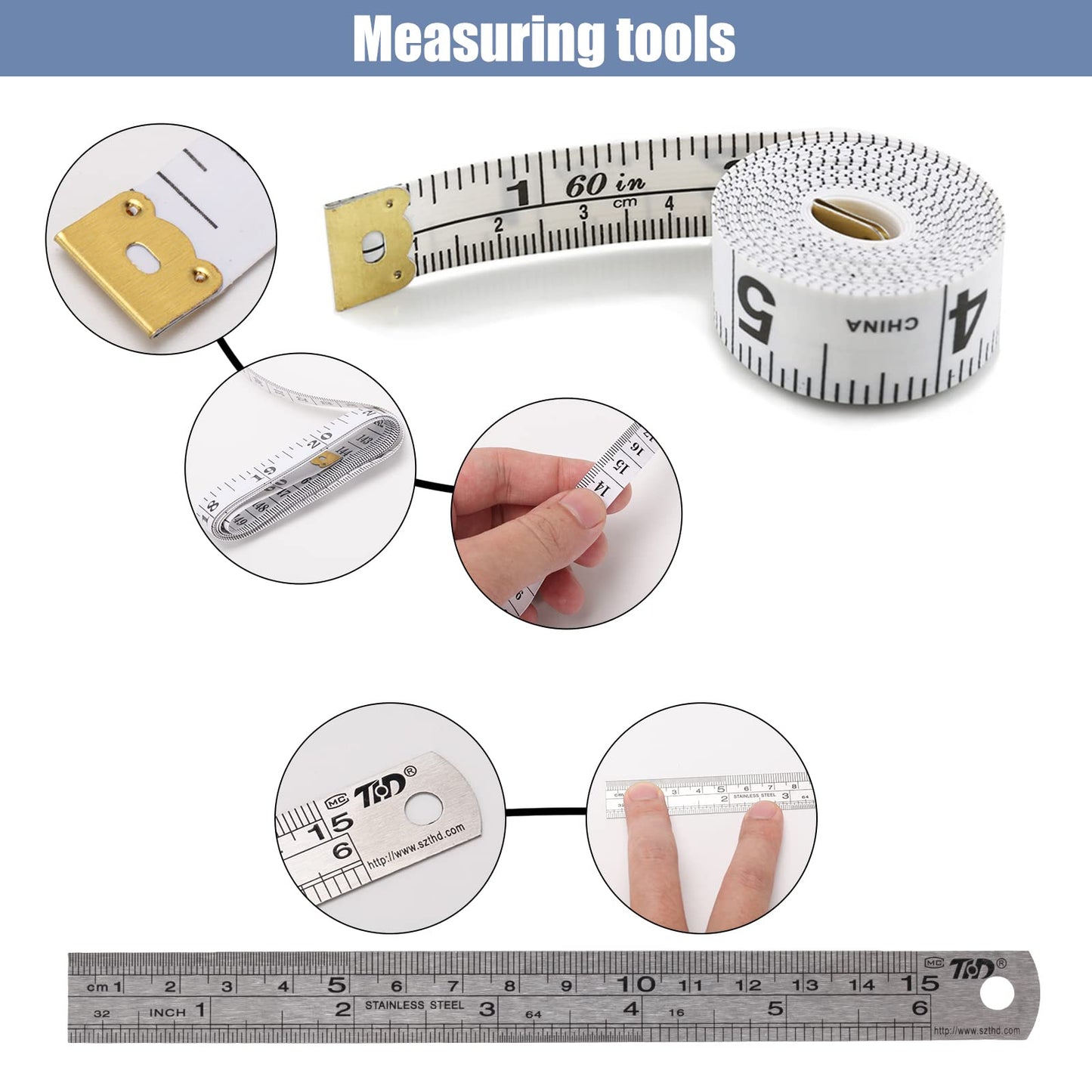 MILUSONG 9-in-1 Portable Tools Set Includes Scissors, Utility Knife, Craft Knife, Ruler, Tape Measure, Sewing Scissors, Tweezers DIY Tool Kit for The Household, Office