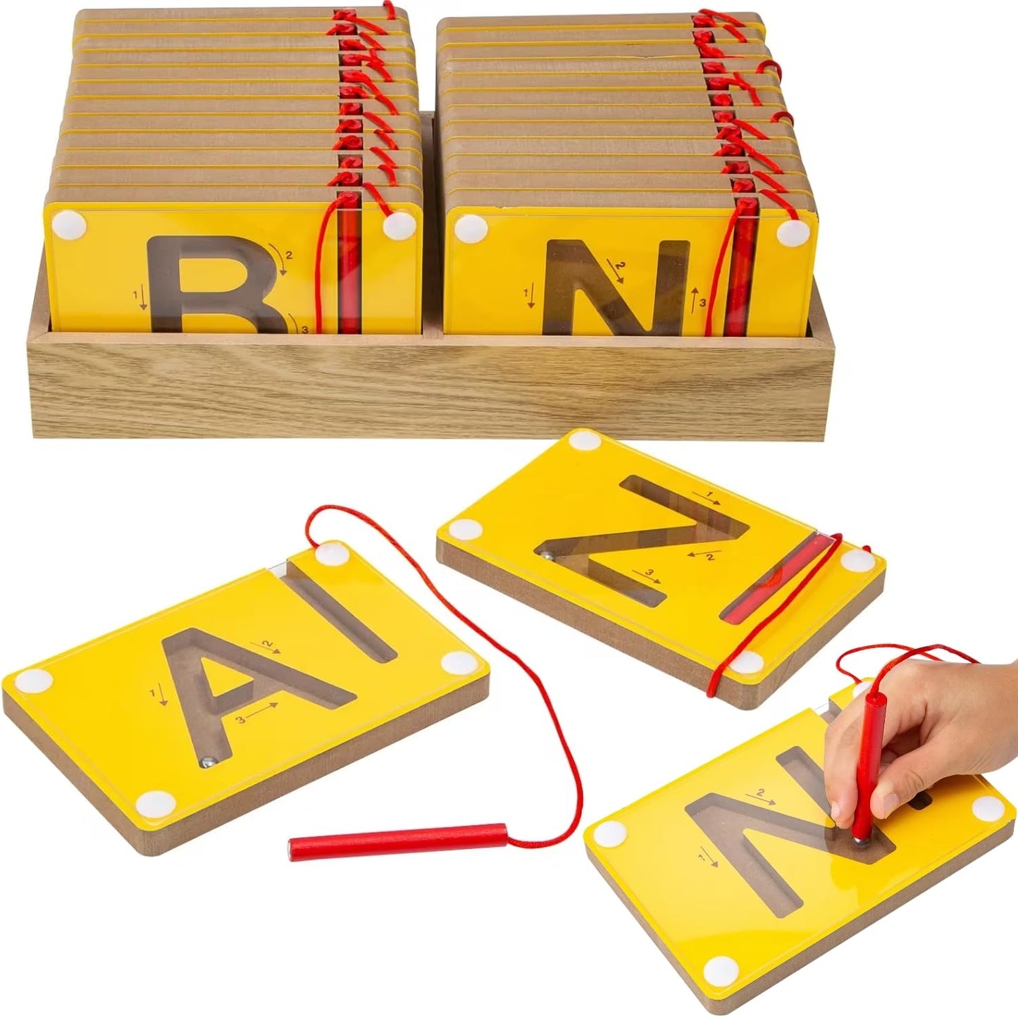 Fun Express 13 3/4" x 9 3/4" Alphabet Wood Tracing Boards – 26 Pieces