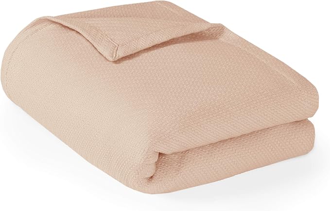Madison Park Liquid Cotton Luxury Blanket Premium Soft Cozy 100% Ring Spun Cotton For Bed , Couch or Sofa, Twin, Blush
