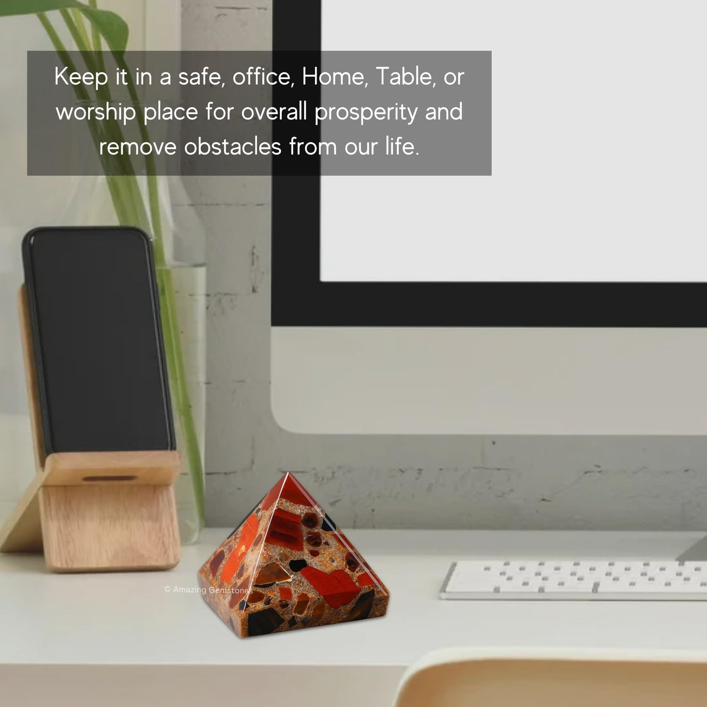 Spotted Jasper Pyramid Crystal Healing Stones - 1.5" Great Pyramid Figurine of Natural Stone Pyramid for Meditation, Reiki, Chakra Balancing and Crystal Pyramids Grid