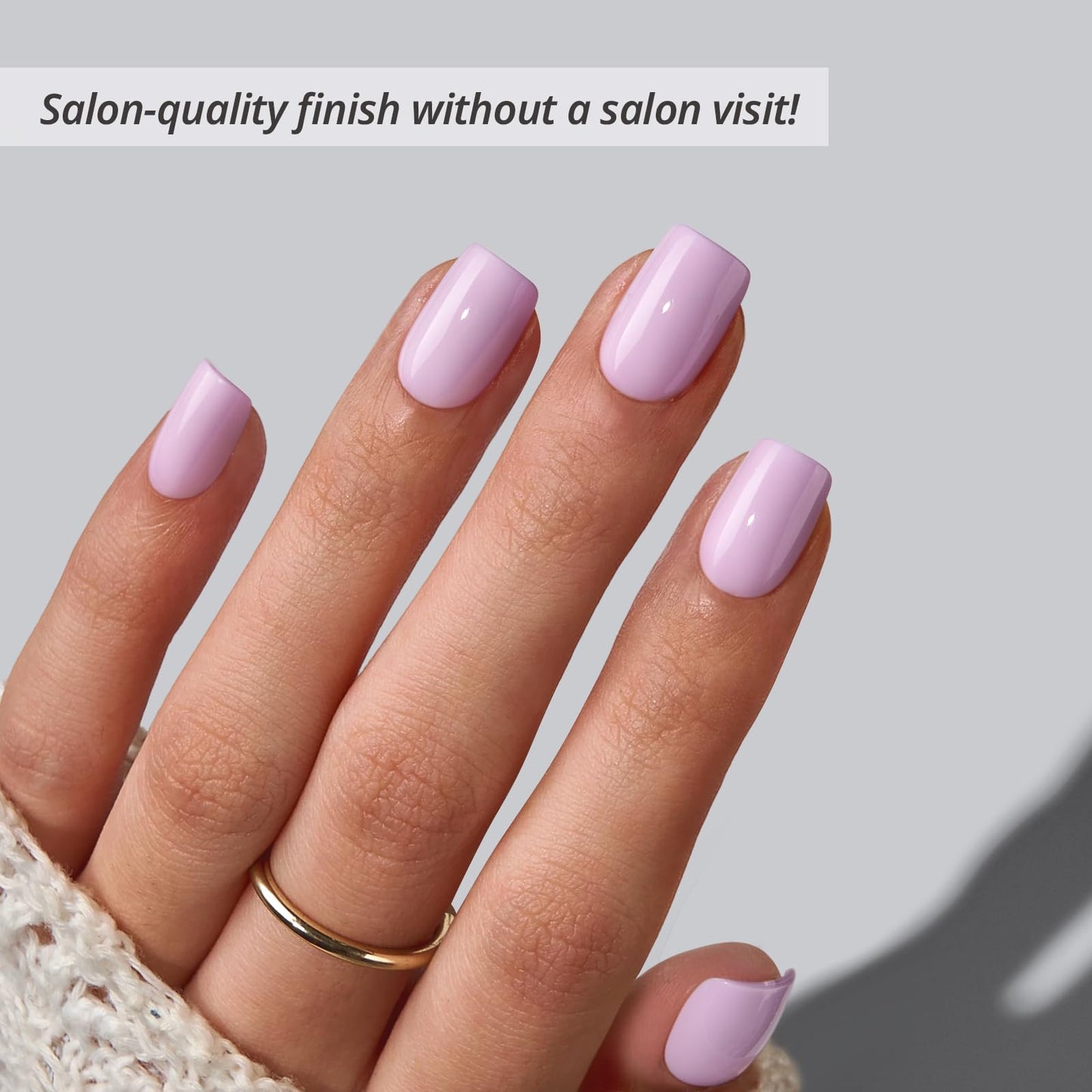 BTArtbox Press On Nails Short - First Impression, Easy-to-Apply Pastel Purple Square Press On Nails with Glue and Adhesive Tabs in 16 Sizes - 32 Nails All-in-One Kit