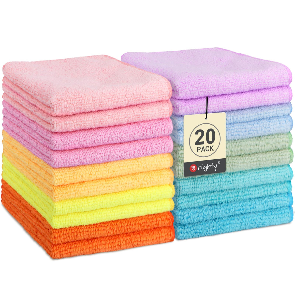 Wash Cloths Face Towels 12x12 Inch 20 Pack (20 Count)
