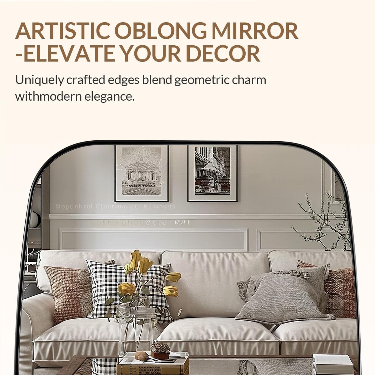 ANDY STAR Brushed Nickel Bathroom Mirror, 30x40” Oblong Mirror with Stainless Steel Metal Frame, Silver Oval Vanity Mirror for Over Sink, Modern Anti Rust Wall Mounted