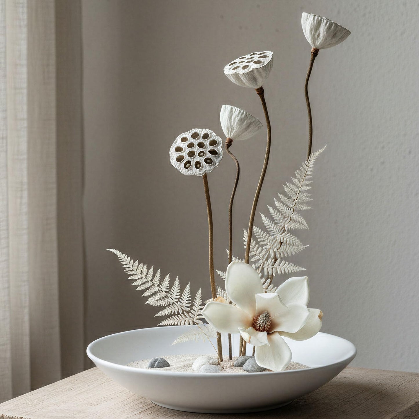 hjn White Ceramic Vase Bowl Decorative Planter - Minimalist Tabletop Vase for Dried Flowers, Succulents & Home Decor Accents -Shallow Plate-12.5''dx2.3''h
