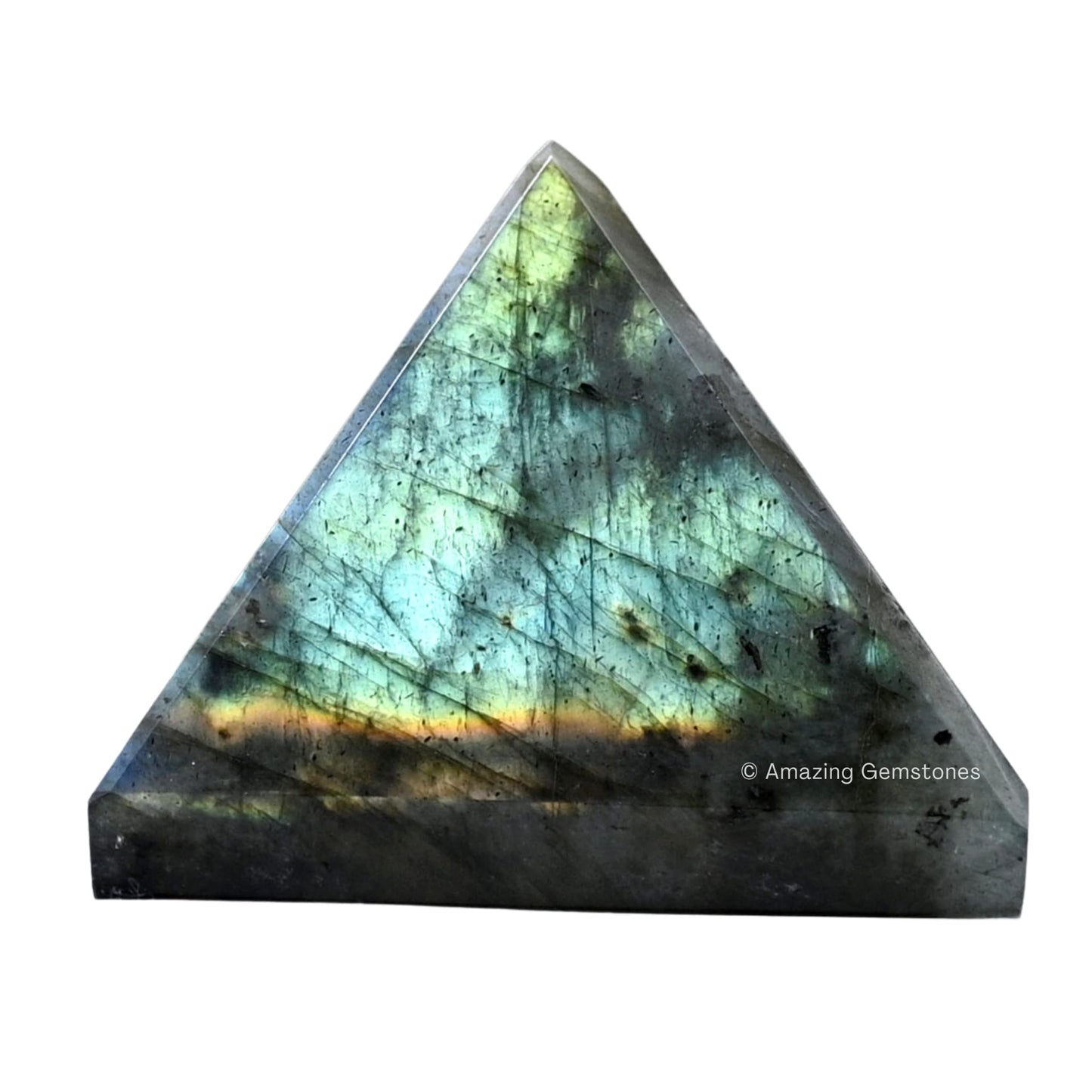 Amazing Gemstone Labradorite Pyramid Crystal Healing Stones - 2" Great Pyramid Figurine of Natural Stone Pyramid for Meditation, Reiki, Chakra Balancing and Crystal Pyramids Grid