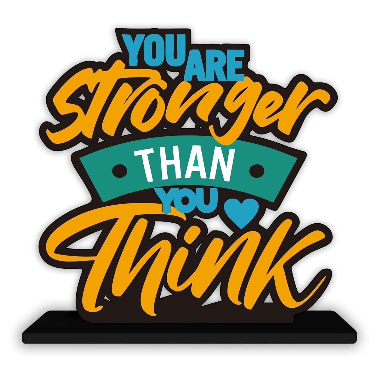 ZenCrafts Premium Wooden Your Stroger Than You Think Motivational Quotes Table Decoration Item for Office Desk | Home Decor Item (6" Inches)
