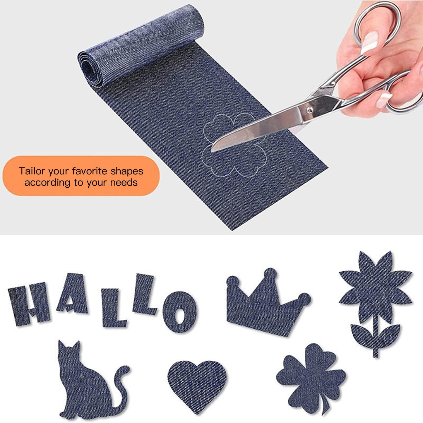 5-Color Iron-On Denim Patch Rolls (5/10 Rolls) – Fabric Repair Patches for Clothing, Self-Adhesive Iron-On Jeans Patches, DIY Sewing & Mending Tape (10 Rolls)