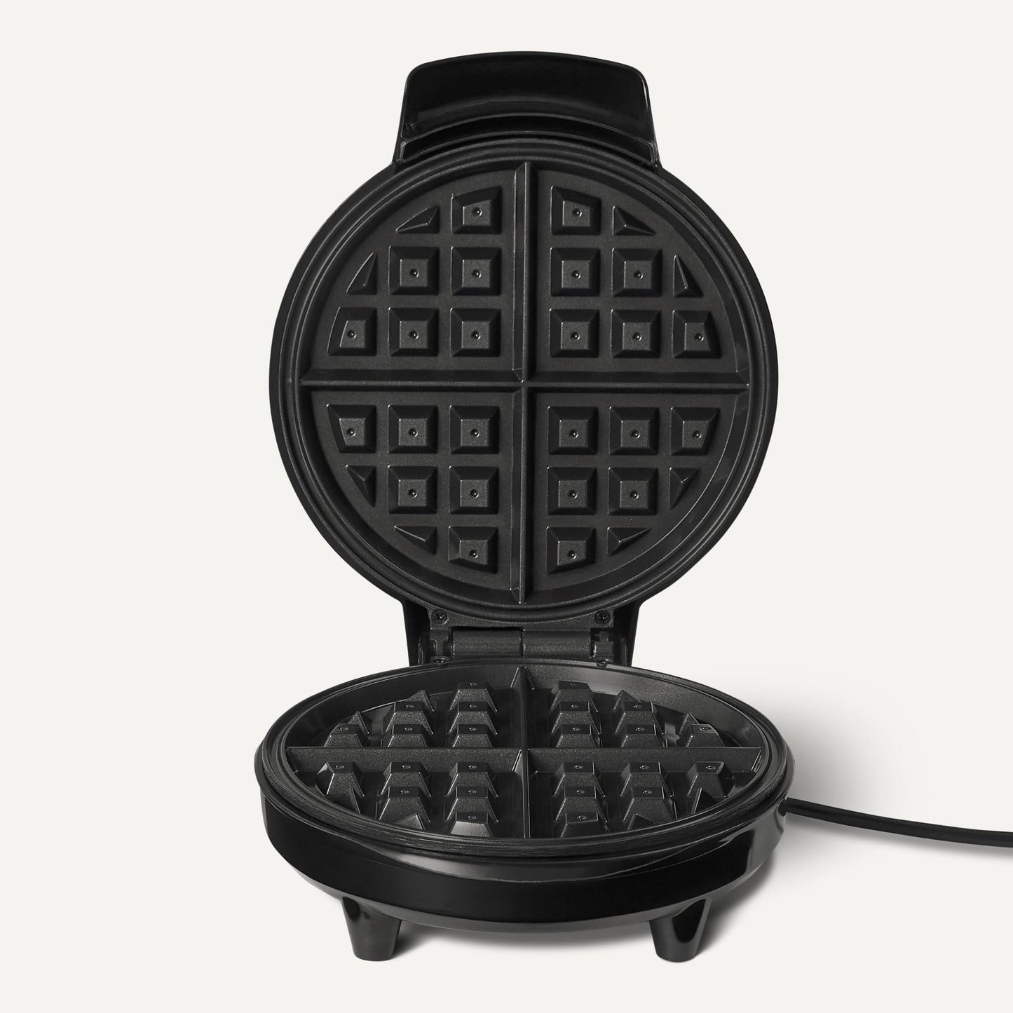 Amazon Basics Waffle Iron, Mini Belgian Waffle Maker with Round 8-Inch Ceramic Nonstick Plate, Adjustable Browning Control, Cool Touch Handle, Vertical Storage, 8 Inches, Black