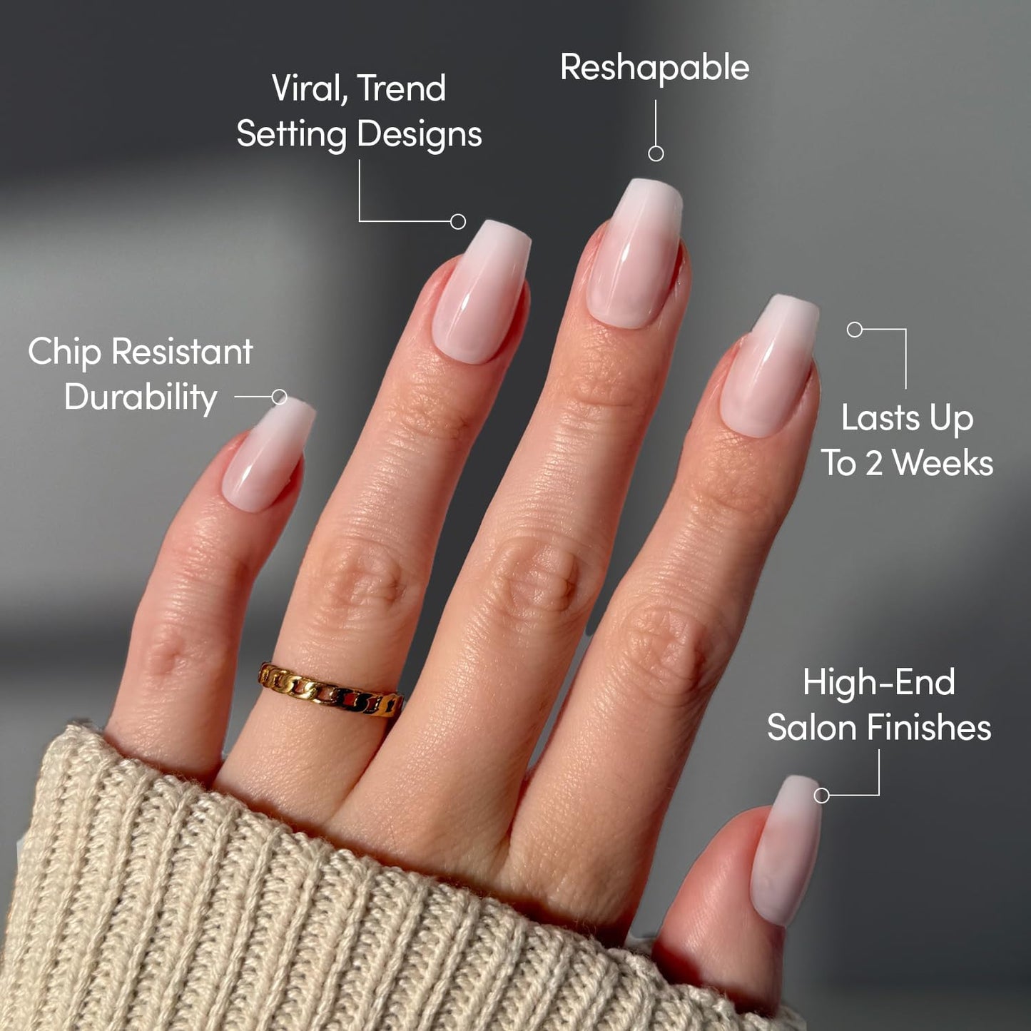 Glamnetic Press-On Nails Bundle - Blush Dream & Think Pink | Medium Coffin Milky Fake Nails | Light Pastel Short Oval Fake Nails | Durable, Salon-Quality Nail Kits