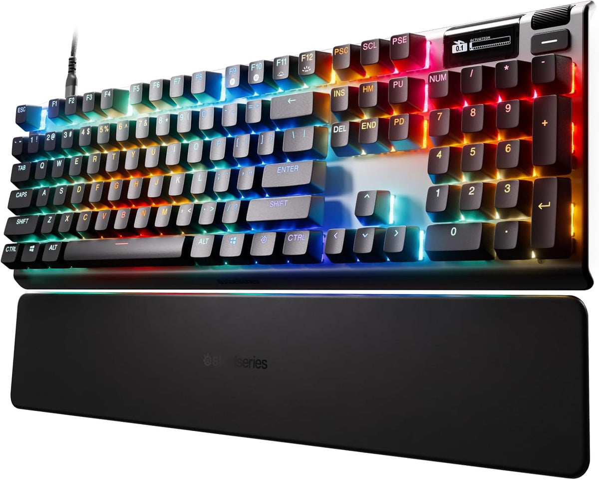 SteelSeries Apex Pro Gen 3 OmniPoint 3.0 HyperMagnetic Switches — Adjustable Actuation — Rapid Trigger — Game-Ready Presets — Protection Mode — Rapid Tap/SOCD — OLED — RGB — PBT Keycaps — USB-C