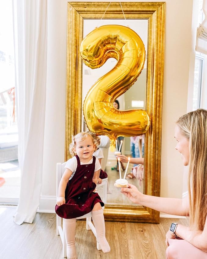 Gold 2 Balloon, Number Balloon 40 Inch, Two Balloon Number Birthday Decorations, Second 2nd Birthday Party Supplies, Number 2 Balloon