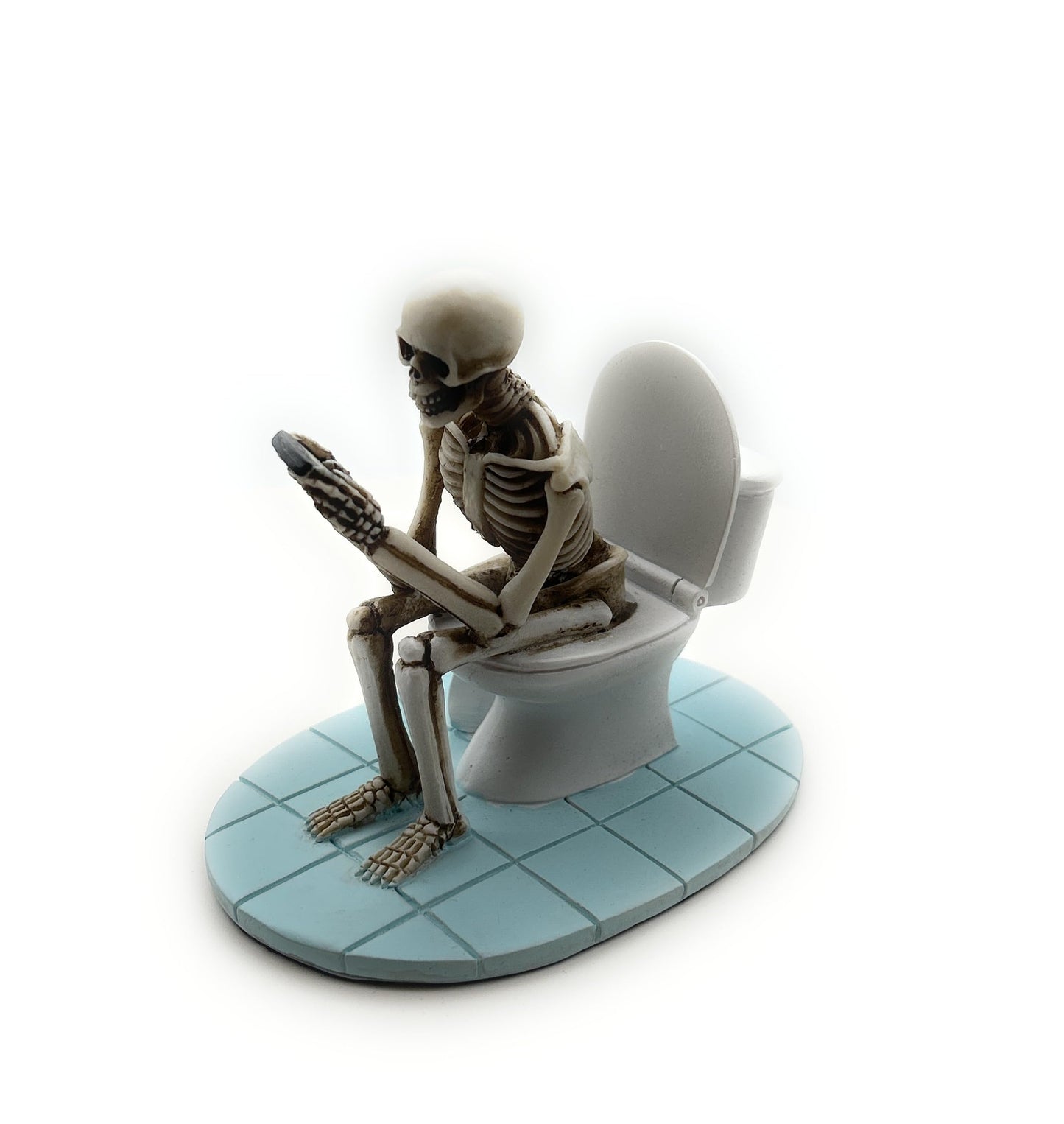 RUSTIX Skeleton on Toilet Figurine - Gothic Bathroom Decor | Funny Skeleton Statue | Pooping Skeleton Resin Figurine | Halloween Skeleton Bathroom Accessories | Unique Toilet Skeleton Home Decor