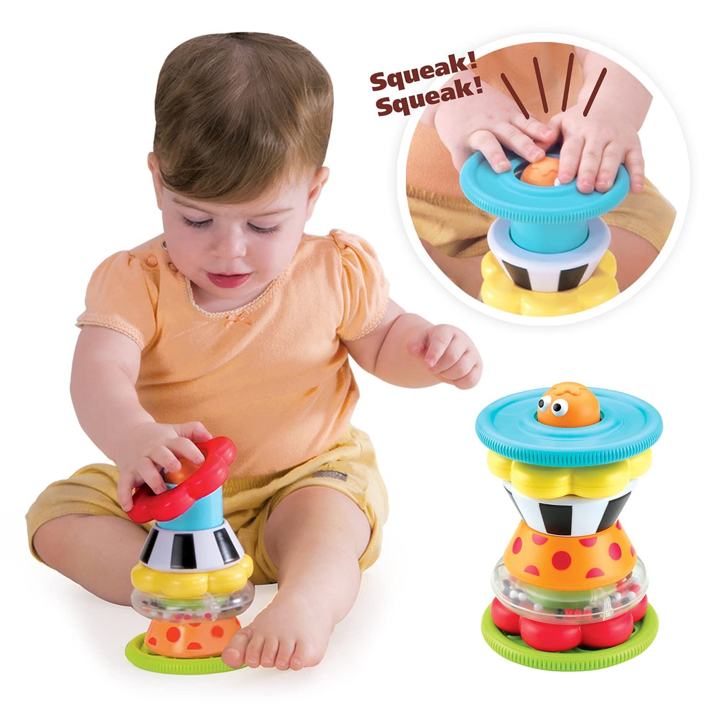 Yookidoo Musical Crawl 'N' Go Snail Toy with Stacker - Promotes Baby's Crawling and Walking. Rolls and Spins Its Shell As It Moves.