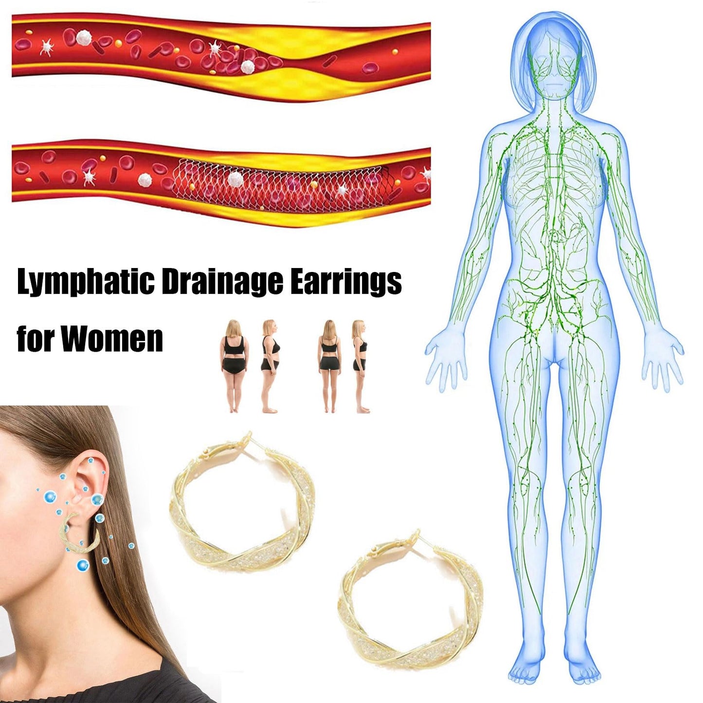 Lymphatic Earrings for Women Lymphatic Activity Hoop Earrings Lymphatic Germanium Earrings Simple Hypoallergenic Earrings Jewelry Gift for womens