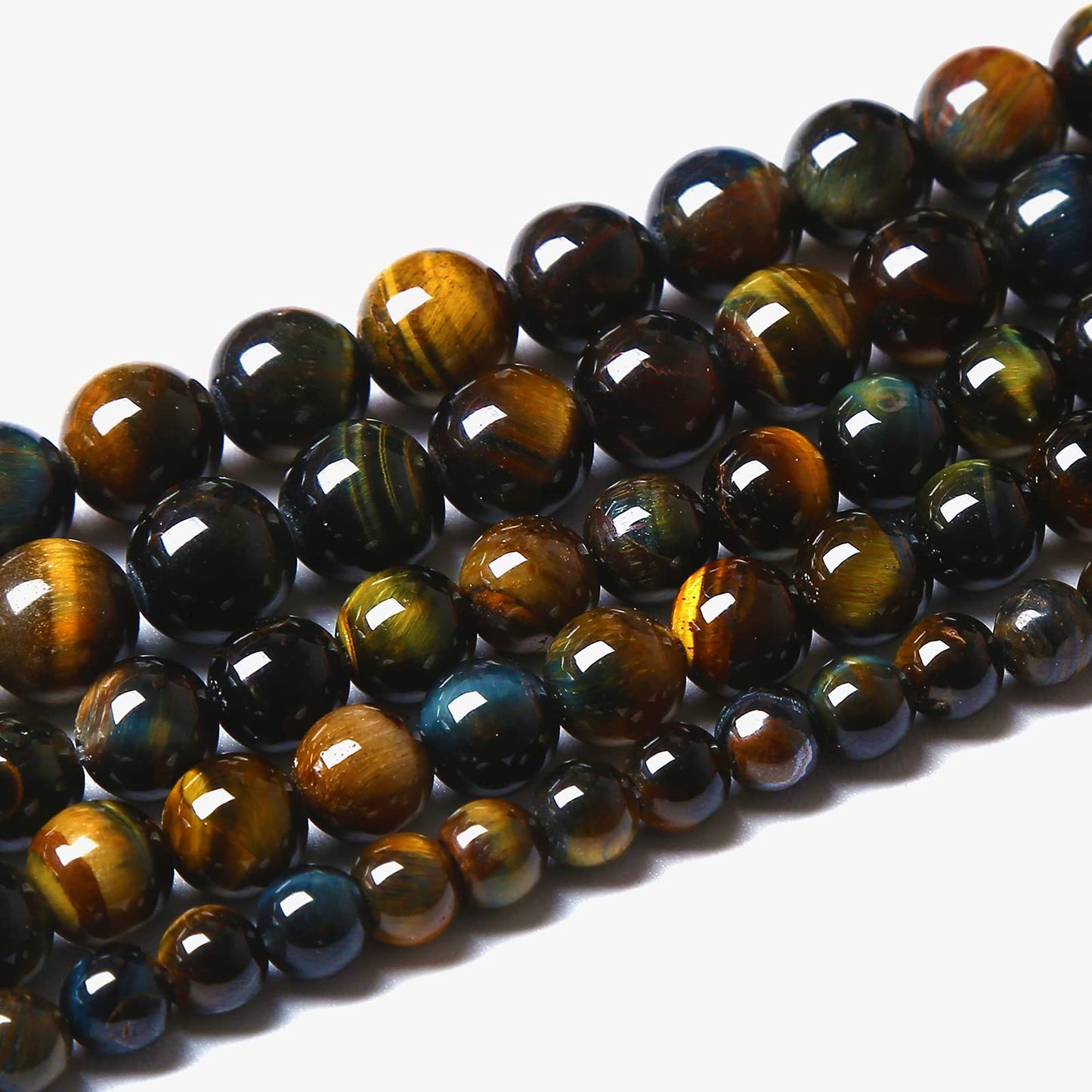 Yellow Blue Tiger Eye Beads Natural Stone Round Loose Beads Energy Gemstone Healing Power for Jewelry Making 10mm 38pcs 15"
