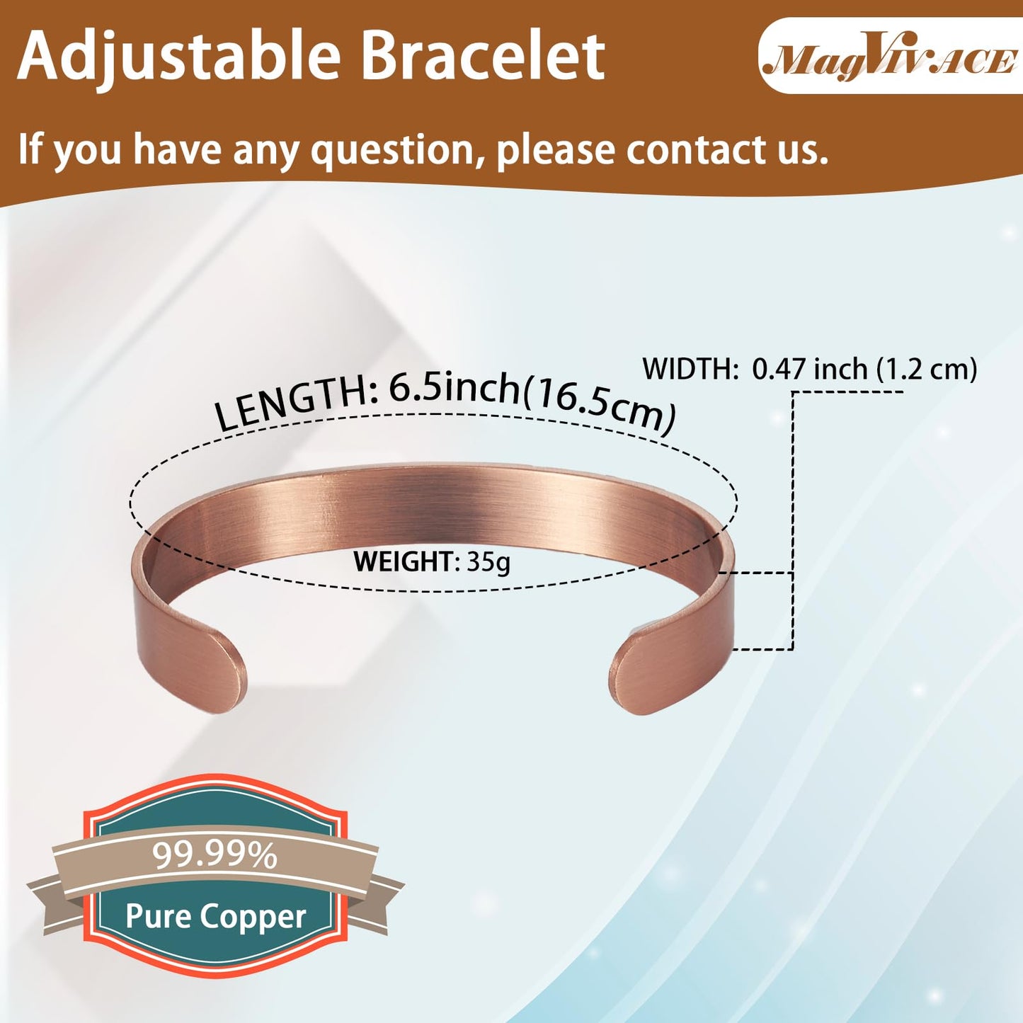 EnerCoppeX Copper Magnetic Bracelet for Women - Detox Jewelry with 3500 Gauss Magnet, Adjustable Cuff Bangle (Type-U)