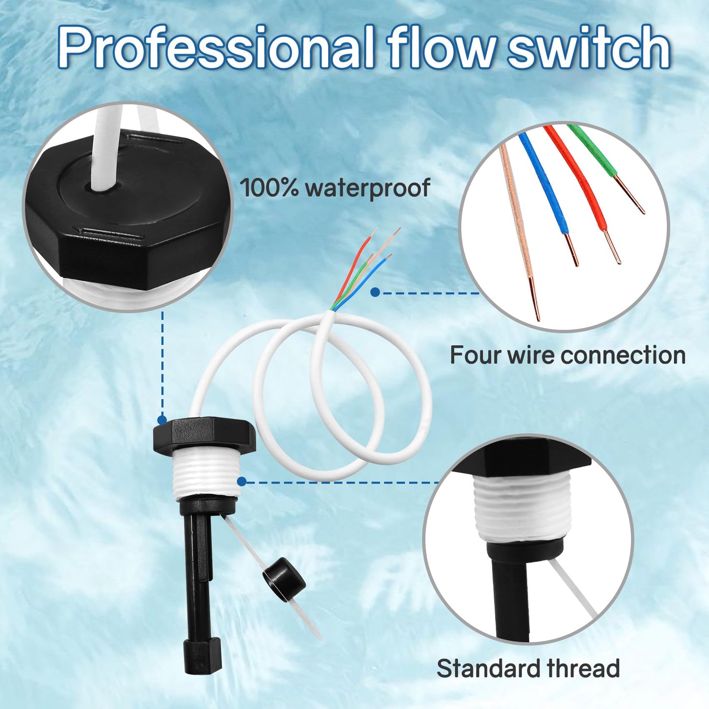 Bootuu Flow Switch for Intellichlor Ic40, 520736 Intellichlor Flow Sensor Switch Replacement Kit, for IC15, IC20, IC40, IC60 Salt Chlorinator Systems