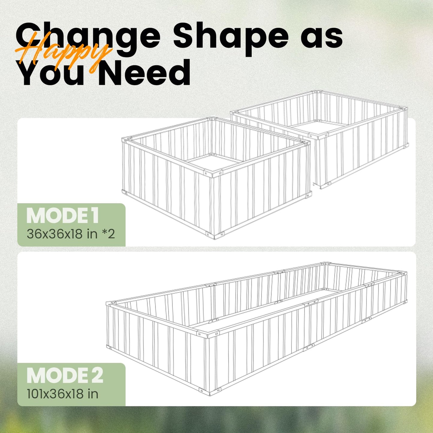 KING BIRD Galvanized Raised Garden Bed with 2 Installation Methods for DIY, 101" x 36" x 18" Heightened Planter Kit Box Outdoor for Deep-Rooted Vegetables, Flowers, Dark Grey