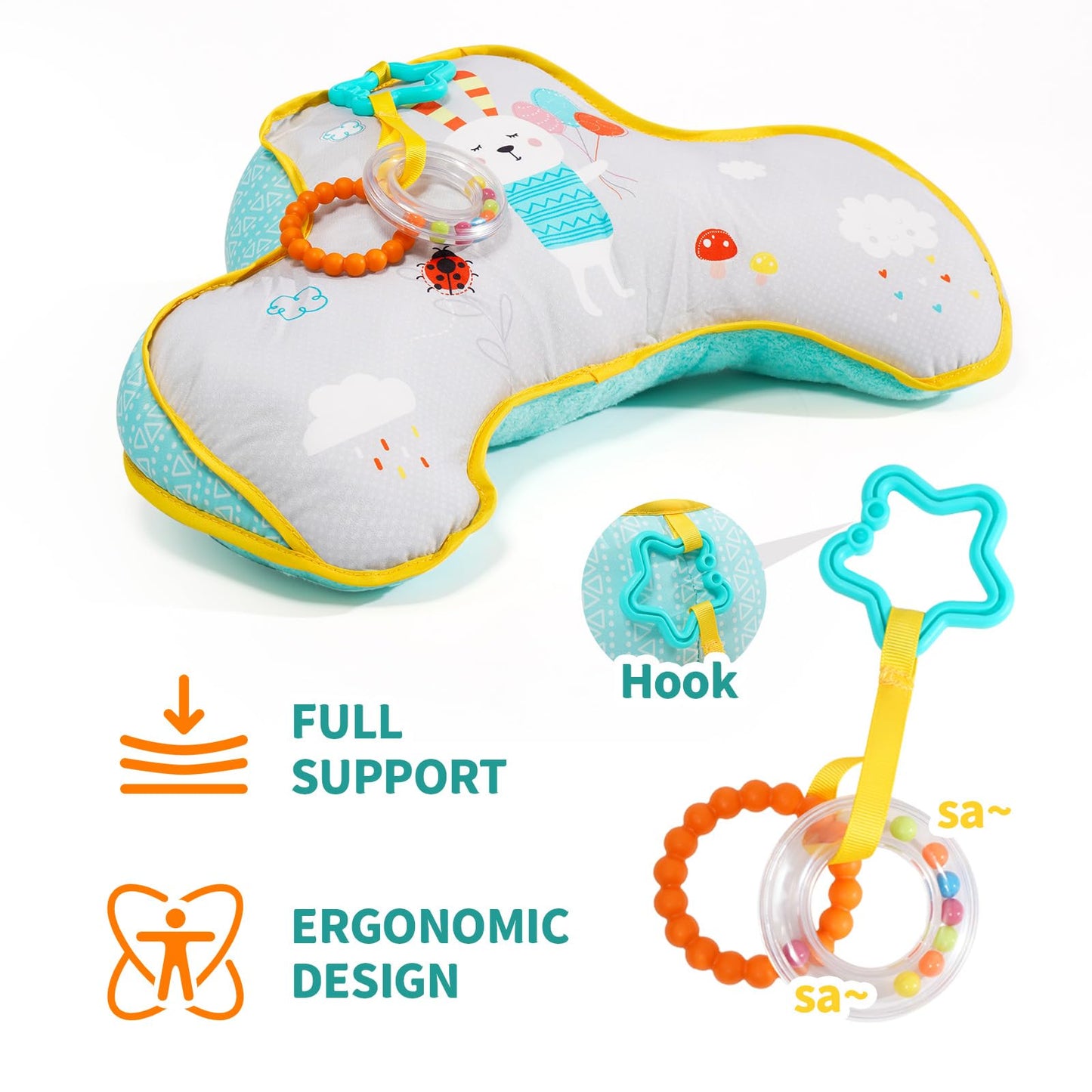 Montessori Sensory Crawling Toy for Newborns - Tummy Time Pillow with Ergonomic Design for Easier Parenting Development