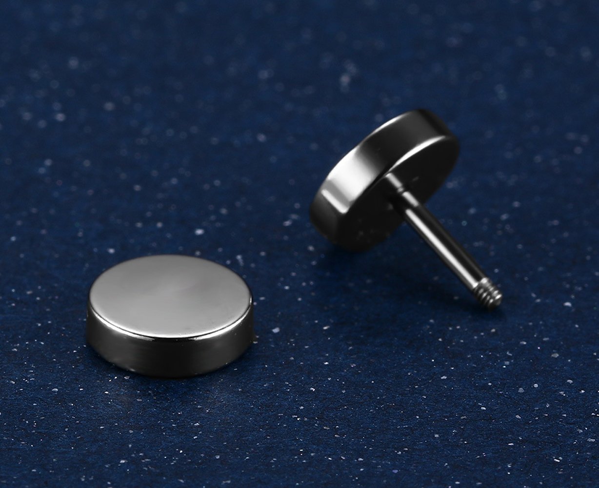 Xusamss Punk Body Piercing Titanium Steel Round Barbell Stud Earrings