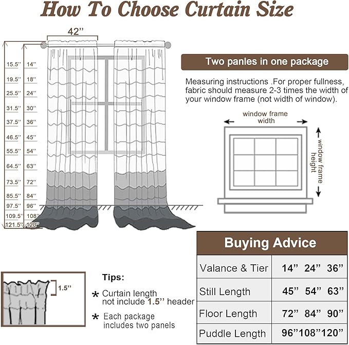 Chyhomenyc White Sheer Curtains 72 Inch Length 2 Panels, Light Filtering Top Dual Rod Pocket Voile Window Curtain Drapes for French Door, Bedroom Living and Children Room, Each 42W x 72L