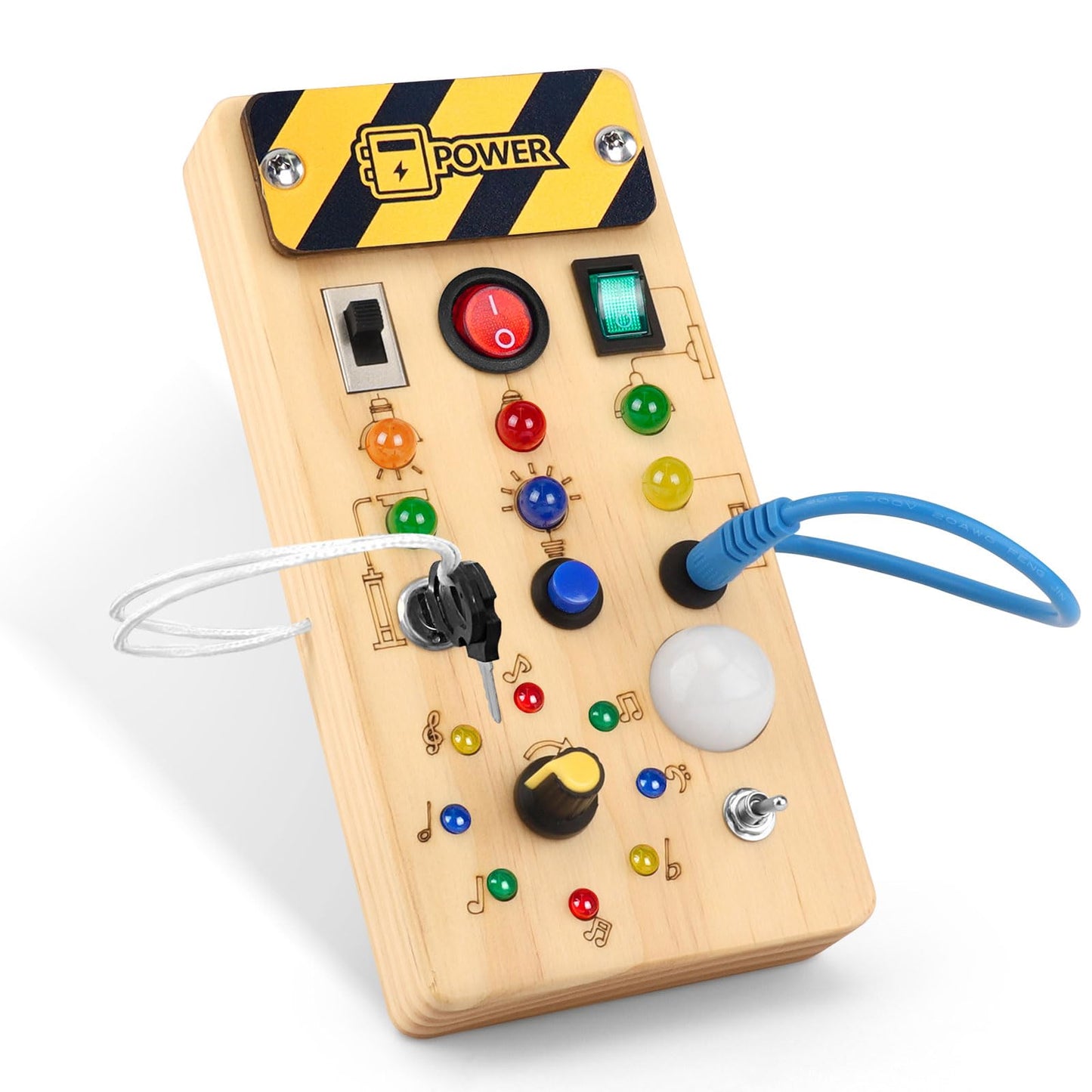 Sumsoltic Montessori Busy Board for 1-3 Toddlers | LED Light, Sensory Learning Toy