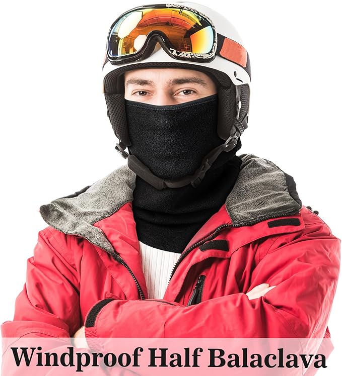 6 Pieces Winter Fleece Neck Gaiter Warmer Face Covering Windproof Half Balaclava Neck Scarf for Cold Weather Skiing