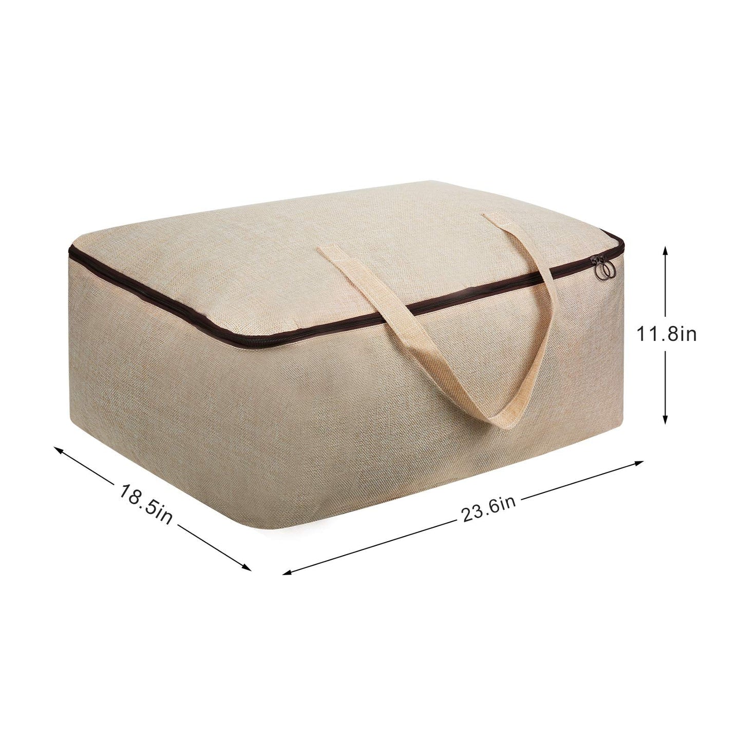 Surblue Clothes Storage Bag Organizer with Durable Handles Thick Fabric Large Capacity for Blanket Comforter Clothing Bedding (Beige, L)