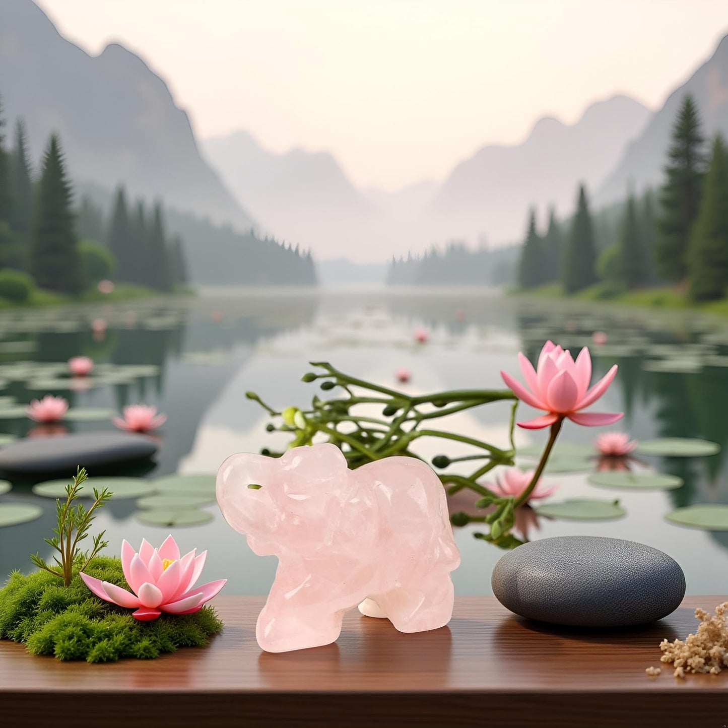 SquarezhenBo Elephant Ornament, Elephant Statue, Jade Stone Handcraft Natural Green Jade Stone Elephant Statue Decor Toys in Hand Home Décor Accents Sculptures (Pink)